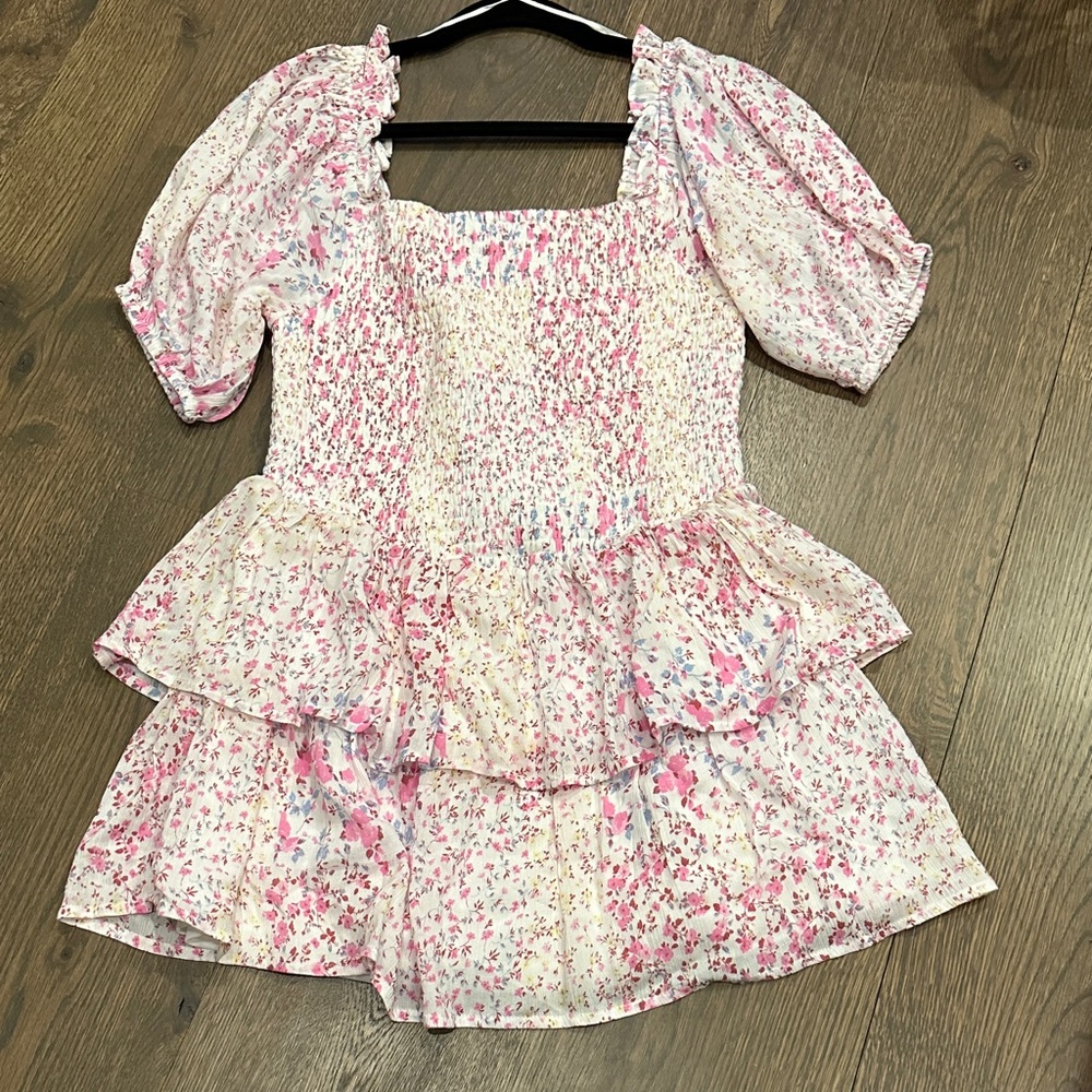 Japna Pink Floral Ruffle Dress